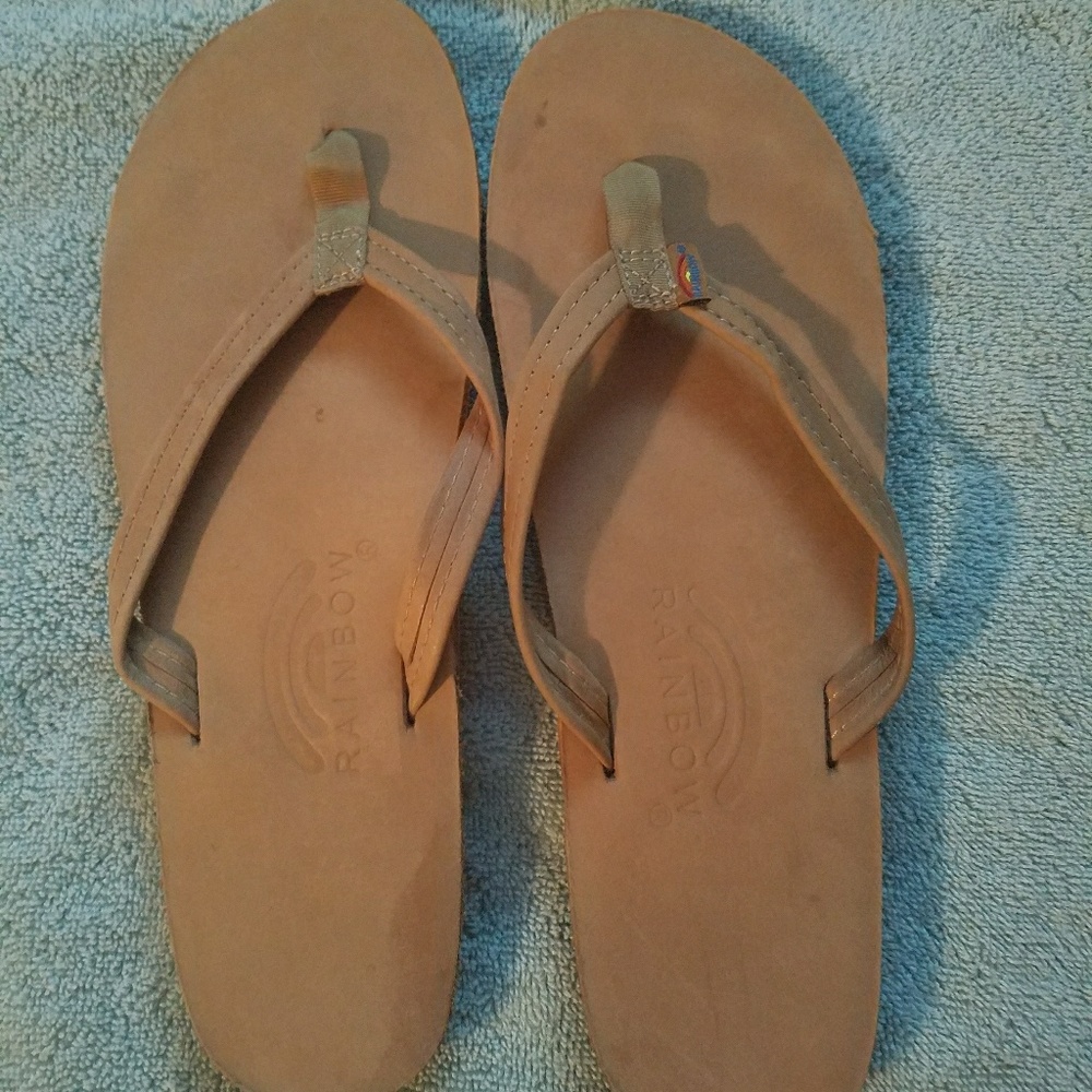 Rainbow flip flops